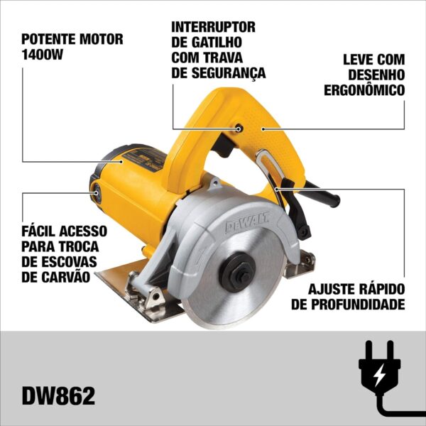 Serra Marmore Cortador de Concreto Profissional 1400w Dewalt Dw862 - Image 2