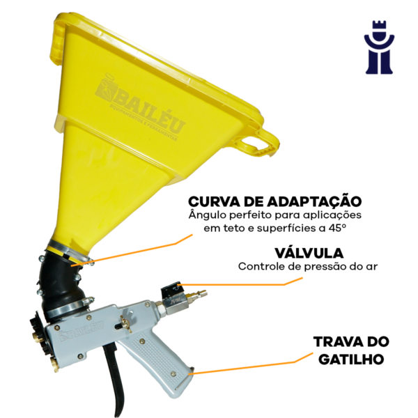 Pistola Projetora de Projeção Para Textura Pintura 3,5 Litros Regulável Bailéu - Image 2