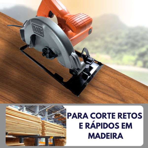 Serra Circular Elétrica Com Disco Para Corte de Madeira 1400 Watts Black Decker - Image 2